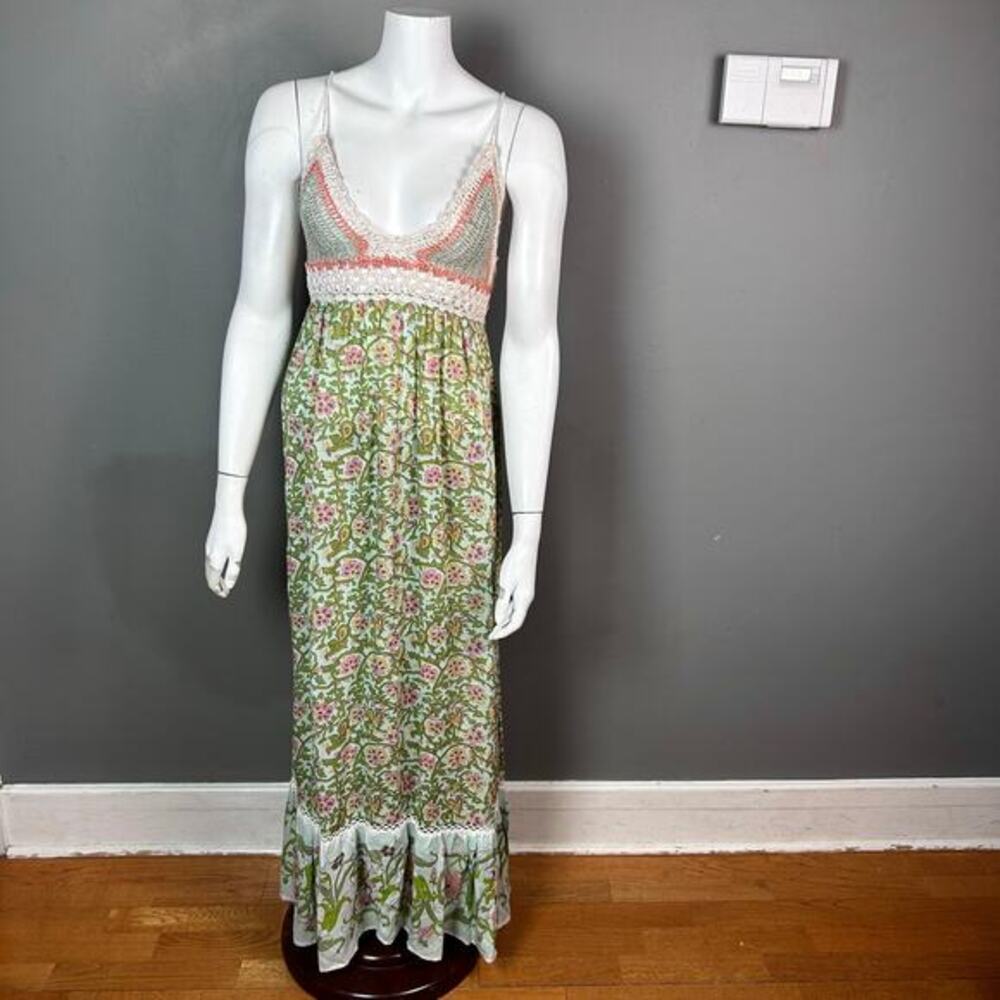 Miss June maxi dress small crochet baby doll tasselโ floral India boho hippie